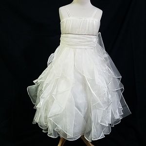 Ivory Spaghetti Tank Asymmetry Layer Organza Dress
